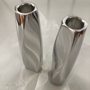 Nambe 7 inch Twist Candlesticks Pair